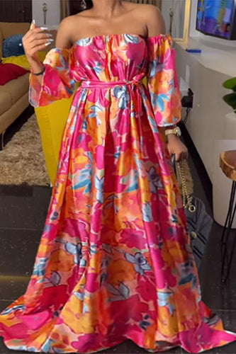 Sexy Floral Printed Off Shoulder Maxi Dress - KITTYJIME